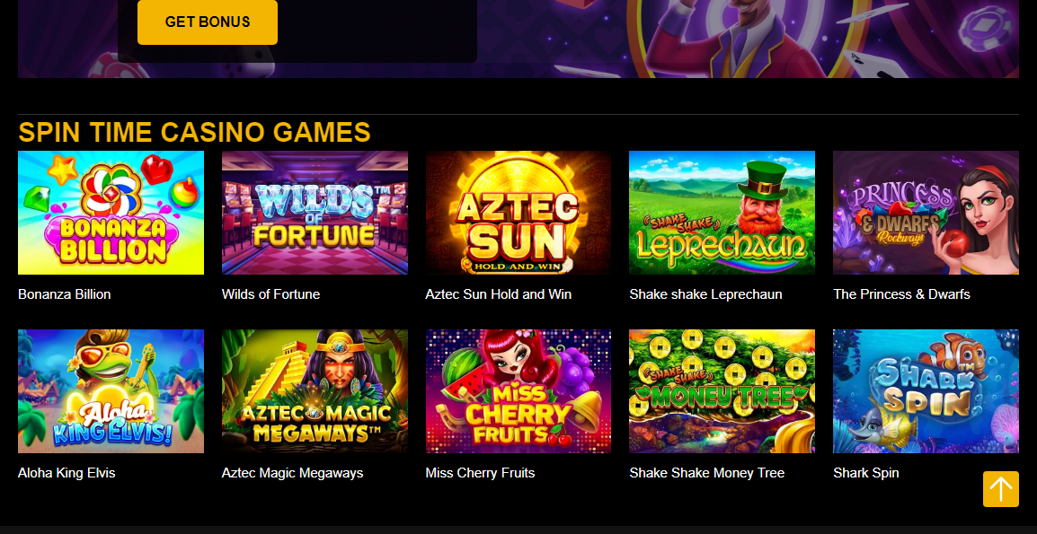 Spintime Casino Captura de pantalla para ordenador